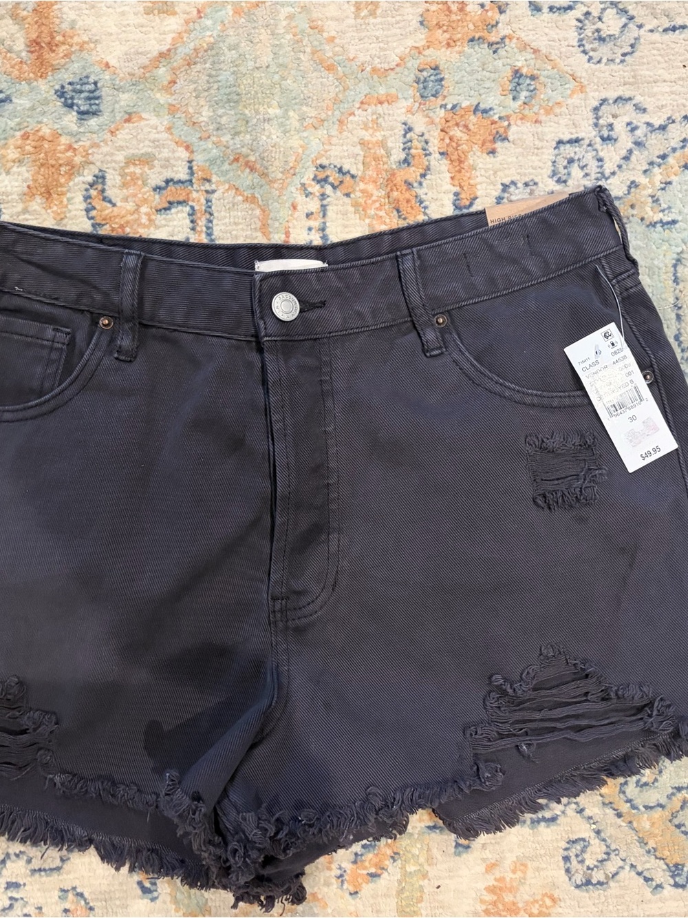 PacSun Black Distressed High-Rise Denim Shorts